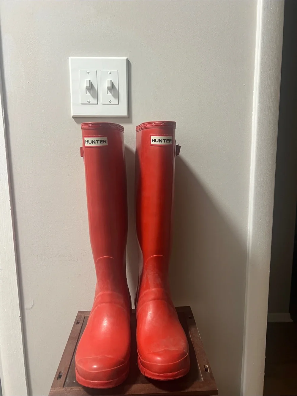 Hunter Red Tall Gloss Rubber Rain Boots